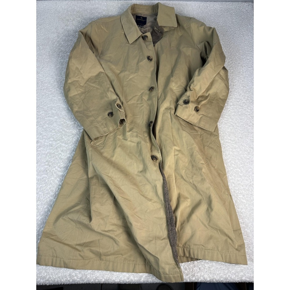 Brooks Brothers Coat Mens Largeβ Beige Cotton Wool Lined Trenchcoat Button Front